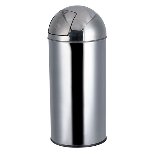 Commercial stainless steel push lid bin