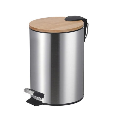 Soft slow close white black metal bamboo wooden dustbin with lid