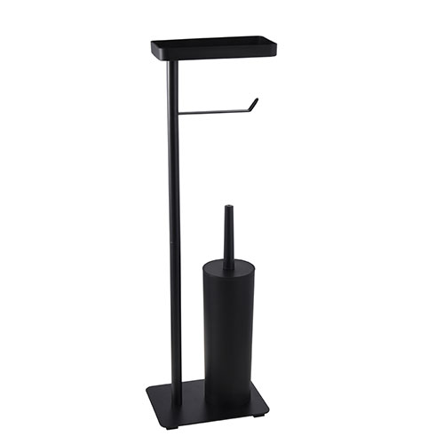 Bathroom black stainless steel toilet brush with paper tissue holder