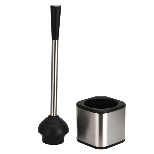 Round square stainless steel plastic rubber toilet plunger with holder