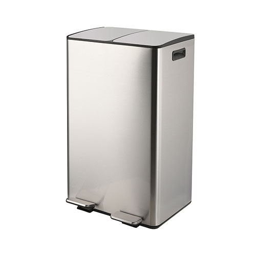 Stainless steel two compartment kitchen recycling bin