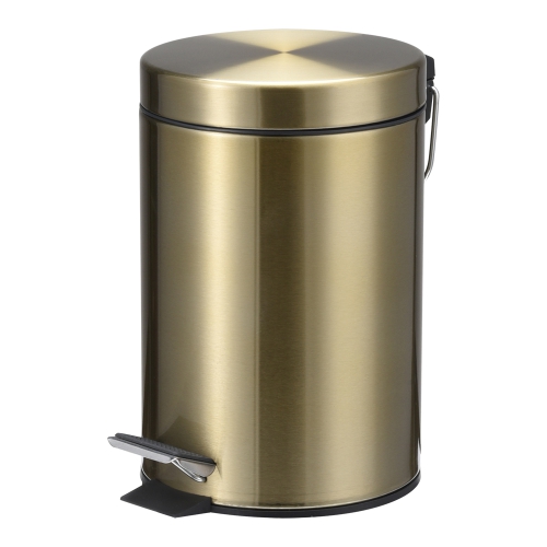 Brushed golden gold brass copper step pedal dustbin stainless steel ss304 with soft slow close mechanism