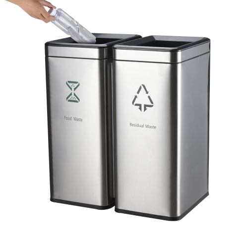 Commercial stainless steel open top large public area shopping mall trash bin