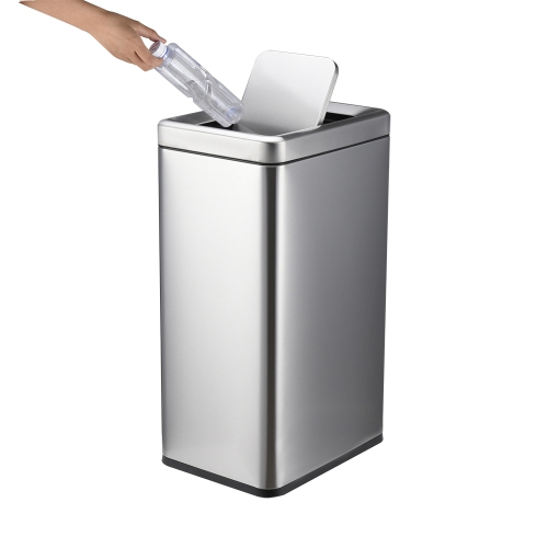 Public area commercial large stainless steel push lid trash can waste bin