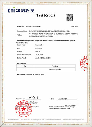 Salt spray test of white toilet brush 72 hours